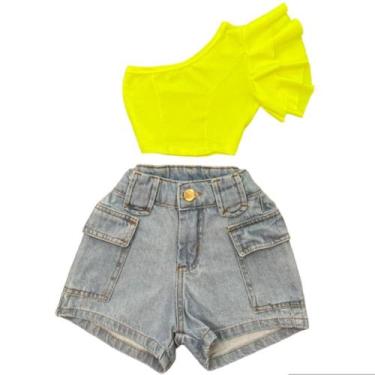Imagem de Roupa Infantil Feminina Cropped Mula Manca E Short Cargo - Mini Diva, 