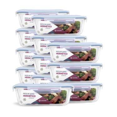 Imagem de Kit 12 Potes de Vidro Retangular com Tampa Hermética 2260ml - NABOX, A