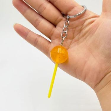 Imagem de Chaveiro pirulito transparente adorável mini pirulito de simulação criativo gelatinosa chaveiro joias (laranja)