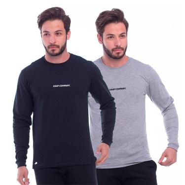 Imagem de Kit 2 Camisa Manga Longa Masculina Confortavel Frio Intenso-Masculino