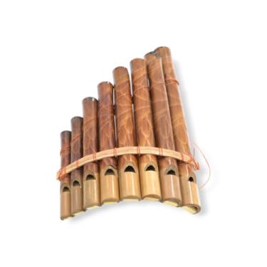 Imagem de Flauta de bambu feita à mão com 8 tubos – fácil de tocar, leve, perfeita para meditação, relaxamento, cosplay e iniciantes (Médio, 19 x 10,8 x 3,8 cm)