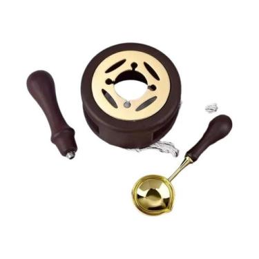 Imagem de Conjunto De Selos De Cera De Madeira Com Forno De Fusão, Colher E Aque