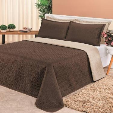 Imagem de Cobre Leito Dupla Face Casal Clara 03 Peças - Marrom-cáqui