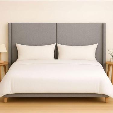 Imagem de Cabeceira Cama King 210cm Estofada Linho ou Veludo Editável - Casa Lar