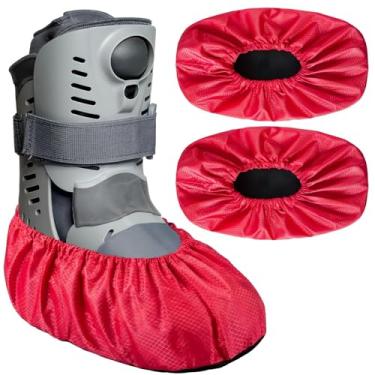 Imagem de Shyyween 2 capas para botas de caminhada com câmera de ar para fratura médica à prova d'água para botas fundidas para pés quebrados, máquina de proteção de recuperação de tornozelo (vermelho, grande)