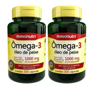 Imagem de Kit 2 Ômega 3 Óleo de Peixe 300 Cápsulas 1000mg Maxinutri