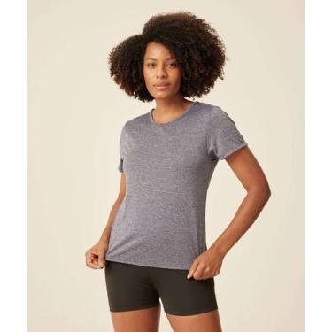 Imagem de Blusa Feminina Fitness Mescla Manga Curta Marisa-75009, Azul, P