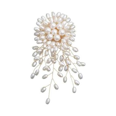 Imagem de Broche De Flor De Pérola Artesanal Unissex Para Mulheres, Acessório De