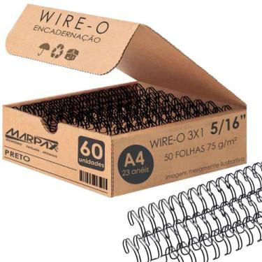 Imagem de Wire-o para Encadernação 3X1 A4 Preto 5/16 para 50fls 60un - Marpax