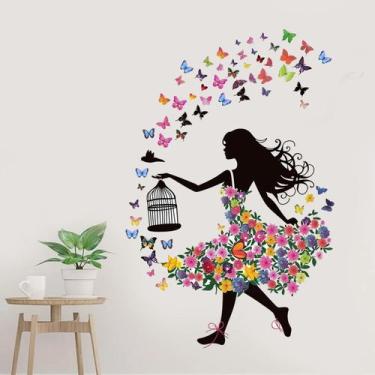 Imagem de Adesivo de parede Butterfly Princess autoadesivo PVC 74x105cm - yiweis