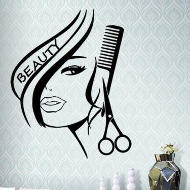 Imagem de Adesivo de parede Decalque autoadesivo de PVC para salão de beleza - y