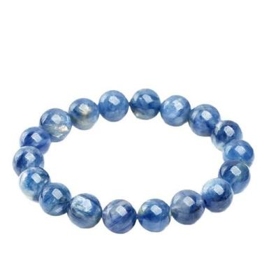 Imagem de Pulseira de cianita natural com miçangas de 10 mm para mulheres e home