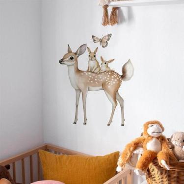 Imagem de Adesivos de parede Cartoon Animal Deer Fox Rabbit PVC 30x39cm - yiweis