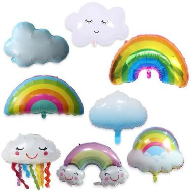 Imagem de Conjunto de balões Rainbow e Cloud Foil, 8 unidades para festas temáti