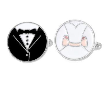 Imagem de Cufflinks, smoking elegante, liga de esmalte preto e branco - Yiweisai