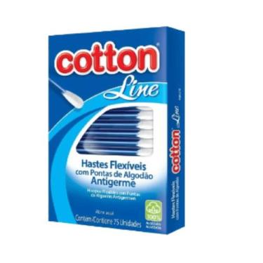 Imagem de Hastes Flexíveis Cotton Line 75 Unidades Cotonete Caixa Com Pontas Alg