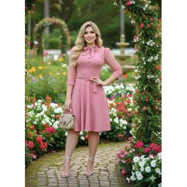 Imagem de Vestido Gode Rodado Moda Evangélica Festa Casamento Civil Madrinha Bar