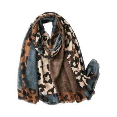 Imagem de Cachecol Longo Com Estampa De Leopardo Marrom Para Mulheres, Moda Luxu