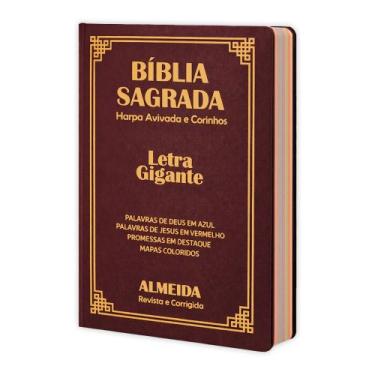 Imagem de Biblia Sagrada Letra Gigante Luxo Popular - Vinho - Com Harpa - RC - R