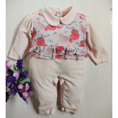 Imagem de Macacão Bebe Menina Inverno Plush Babado Bordado Luxo 095 - Zafielo, R