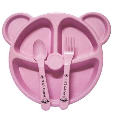 Imagem de Prato Infantil Decorado Urso - Ag8131 - Asia Golden, Rosa