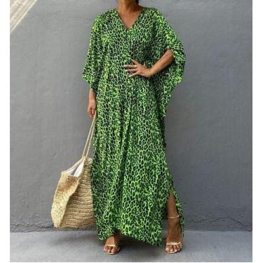Imagem de E0444 Vestido Camisa Camisão Chemise Saída Praia Oncinha Plus Size - X