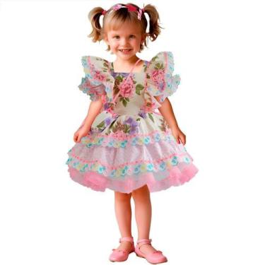 Imagem de Vestido Feminino Bebê Festa Junina Sereia Com Bolsinha e Tiara - Fanta