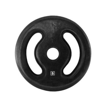 Imagem de Anilha de Musculação Ferro Fundido Emborrachada com Alça Lateral 5kg Preto Academia Anilhas Fitness