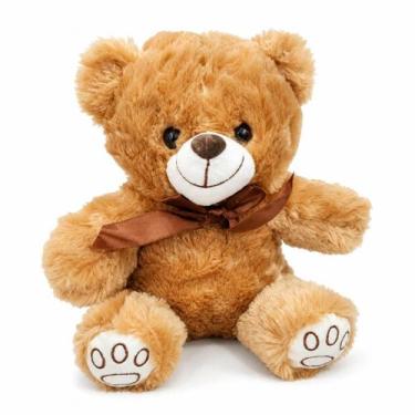 Imagem de Urso De Pelúcia Toninho Com Laço 25cms - Marrom Claro - Fizzy