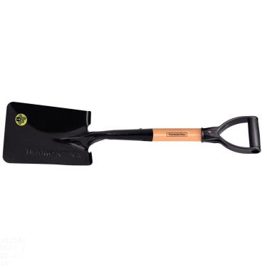 Imagem de Pá Quadrada Pequena Tramontina em Aço com Cabo de Madeira 45 cm com Empunhadura Plástica Reta Ergonômica Tramontina