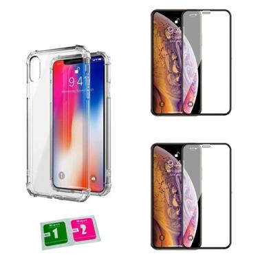Imagem de Kit Capa Antishock + 2X Película Vidro 9D Compatível iPhone XS Max 6.5"