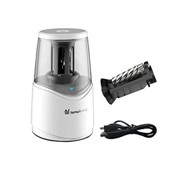 Imagem de Bestgift Apontador de Lápis Elétrico de Furo Duplo Apontador de Lápis de Desenho Branco