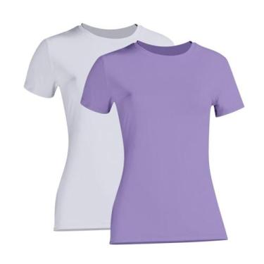 Imagem de Kit 2 Camiseta Proteção Solar Feminina Manga Curta Uv50+ 1 Lilás 1 Bra