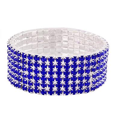 Imagem de Falari Pulseira elástica de cristal com strass brilhante para casamento