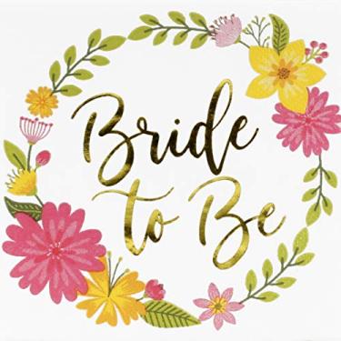 Imagem de Andaz Press Guardanapo de papel floral grinalda, folha dourada noiva para ser, 16,5 cm, pacote com 50, estampa de guardanapo para chá de panela de casamento, festa de noivado, guardanapos de festa a granel