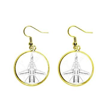 Imagem de Letra de avião militar Art Déco presente moda brinco pingente de gota dourada joia mulher, Metal