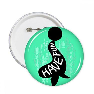 Imagem de Broche redondo natural de contorno de animal com selo preto, 5 peças