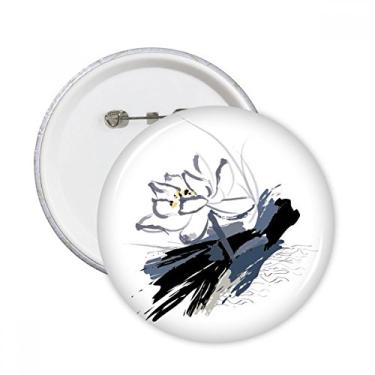 Imagem de Ink Lotus Flor Planta Alfinetes Redondos Emblema Botão Decoração Acessório 5 peças