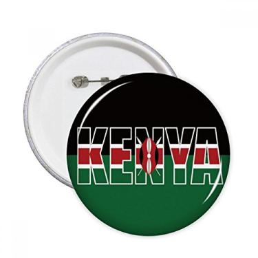 Imagem de Broche redondo com nome da bandeira do país do Quênia com emblema de botão, 5 peças