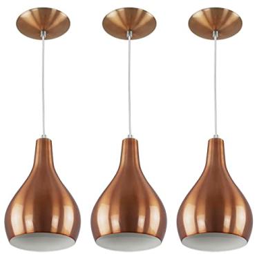 Imagem de Kit 3 Pendente Nepal Drop Premium Gourmet Aluminio New Cobre