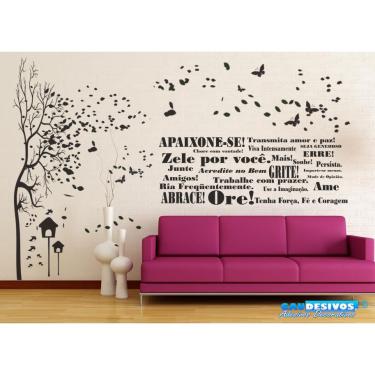 Imagem de Adesivo Decorativo de Parede Árvore e Frase Apaixone se para sala quarto cozinha
