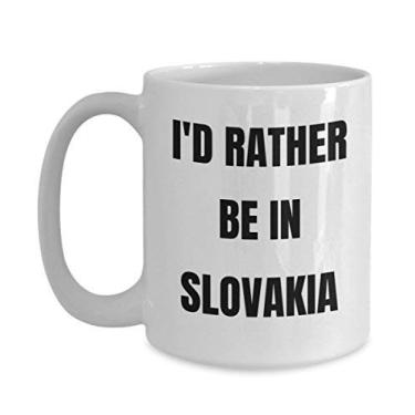 Imagem de Caneca da Eslováquia - I'd Rather be in Slovakia- Caneca de café - Ideia de presente de mordaça da Eslováquia - Cesta de presente para homens ou mulheres