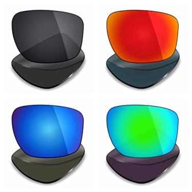 Imagem de Lentes de reposição polarizadas para óculos de sol Oakley Sliver F dobráveis da Mryok com 4 pares, preto/vermelho fogo/azul gelo/verde esmeralda