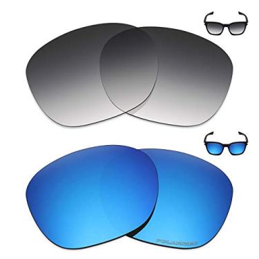 Imagem de Mryok+ 2 pares de lentes polarizadas de substituição para óculos de sol Oakley Garage Rock – Cinza dégradé tingido/Azul gelo