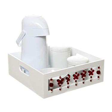 Imagem de Potinho de Mel Kit Higiene Borboleta Quarto Bebê Menina Branco/ Vermelho
