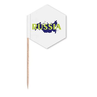 Imagem de Mapa russo europeu Moscow palito bandeiras cupcake palitos festa celebração