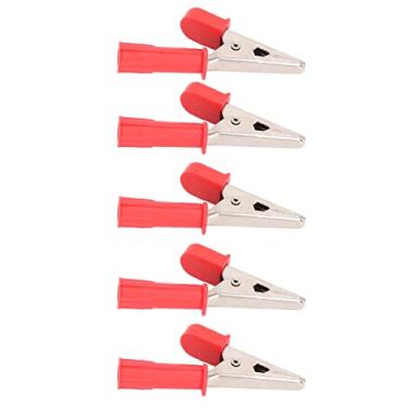 Imagem de Grampos de teste, bainha de PVC Clipes de teste isolados de boa elasticidade Abertura de 10 mm com soquete de 4 mm para comunicação para máquinas de solda(vermelho)