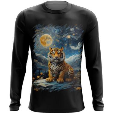 Imagem de Camiseta Manga Longa Tigre Noite Estrelada Van Gogh 6 - Kasubeck Store