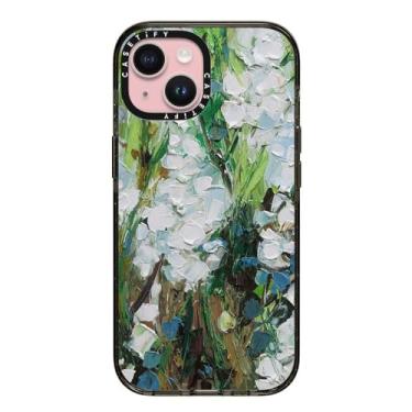 Imagem de CASETiFY Capa Impact para iPhone 15 [4X testado contra quedas de grau militar / proteção contra quedas de 2,5 m] - impressões de pintura - impressões de flores de squill selvagem - preto transparente