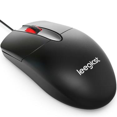 Imagem de leegicst Mouse óptico ergonômico com fio, M102 3 botões 1000 DPI Comfort Grip, compatível com Windows, iOS, XP, Vista (preto)